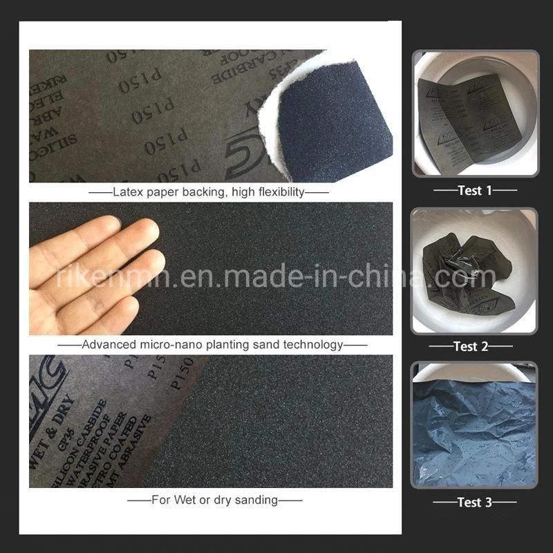 Water Sanding Paper Silicon Carbide Sanding Paper and Abrasive Paper Roll /Dis for Paints, Mechanical Components