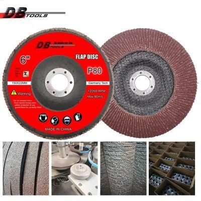 6&quot; 150mm Flap Disc Emery Cloth Grinding Wheel 22mm Hole a/O Abrasive for Metal Iron Wood Grit 80