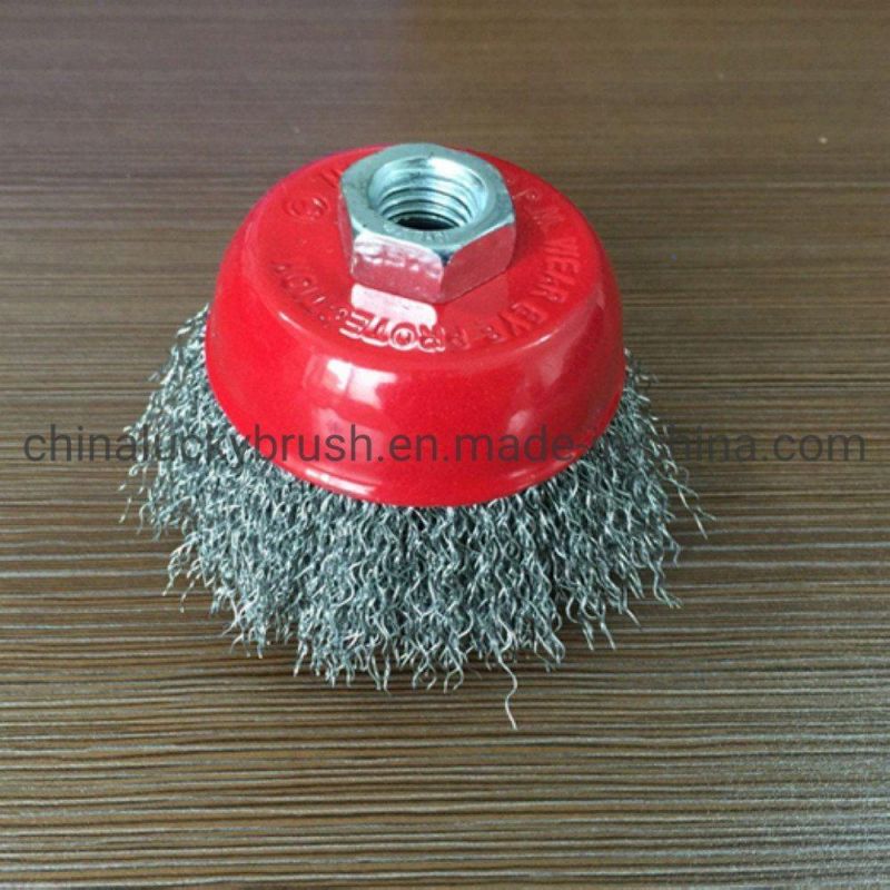 3inch Crimped Wire Cup Brush with M10X1.5 Thread (YY-593)