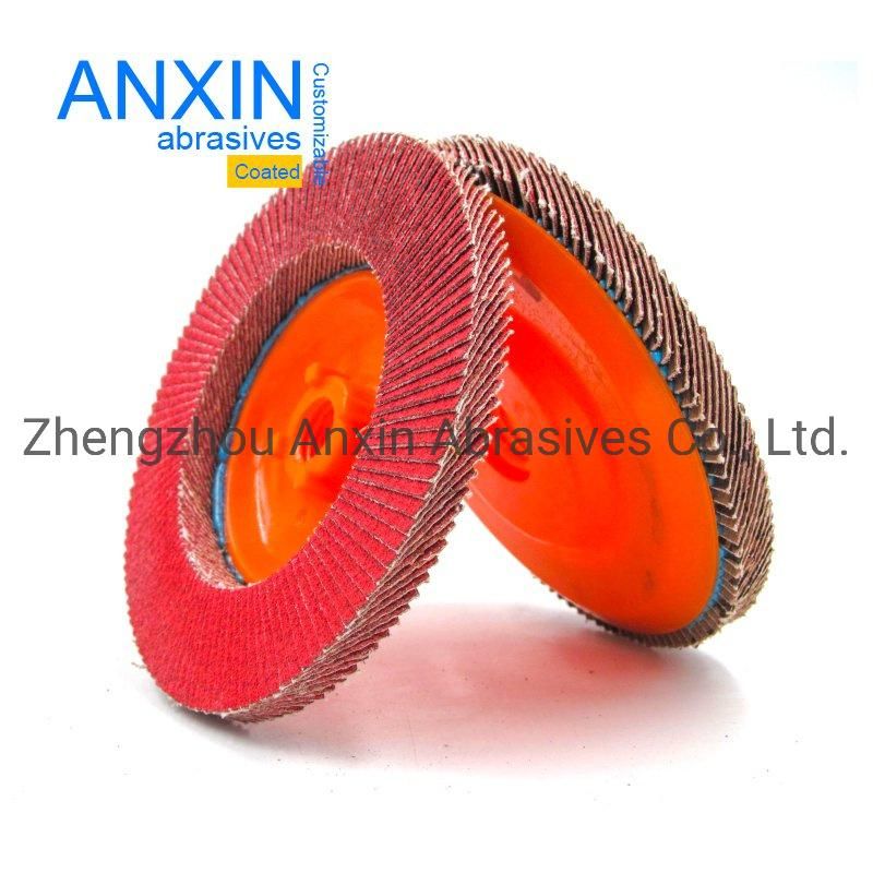 High Quality Ceramic Flap Disc with 5/8"-11 Nylon Backing, Plastic Backing, 4", 4.5"