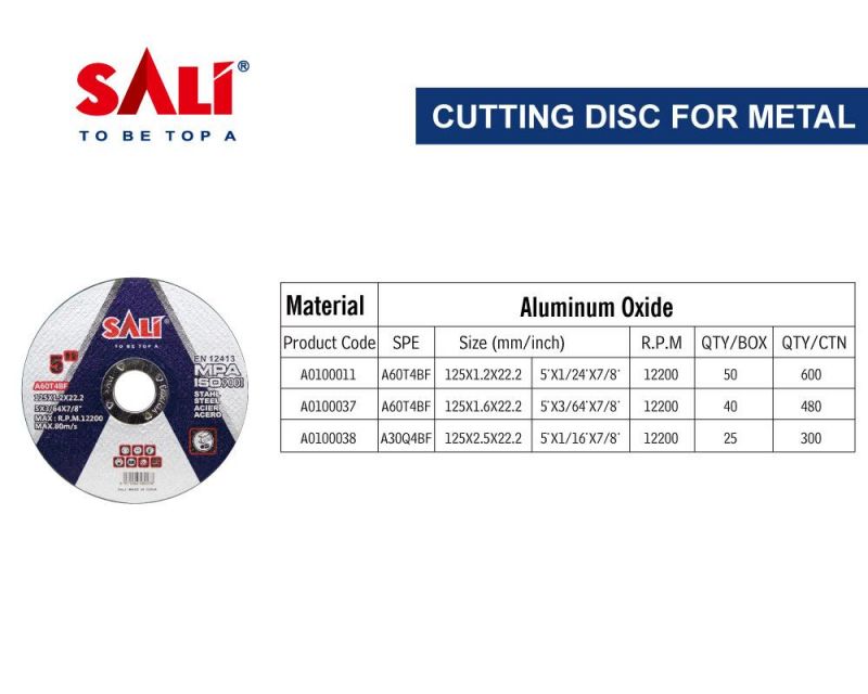 Sali 5inch 125*1.2*22mm Professonal Quality Metal Cutting Disc