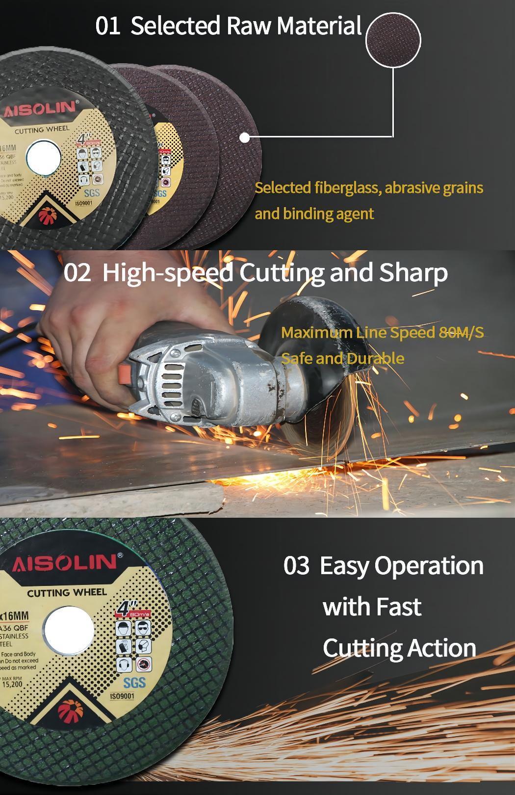 Sharp Hardware Tools/Tooling ISO9001/TUV Abrasives 4 Inch Cutting Wheel Black/Red/Green