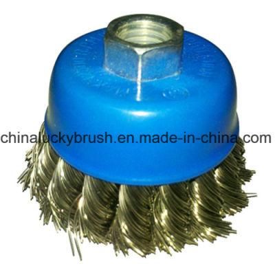 2.5 Inch Osborn Blue Colour Cup Brush Knotted Wire Crimped Wire Brush /Steel Wire Wheel Brush for Grinding Tool (YY-081)