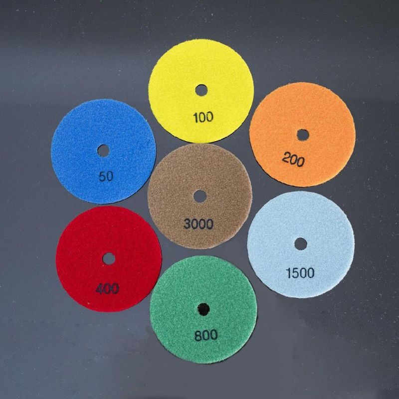 Qifeng 7-Step 100mm Diamond Dry Grinding and Polishing Pads for Granite&Marble Top