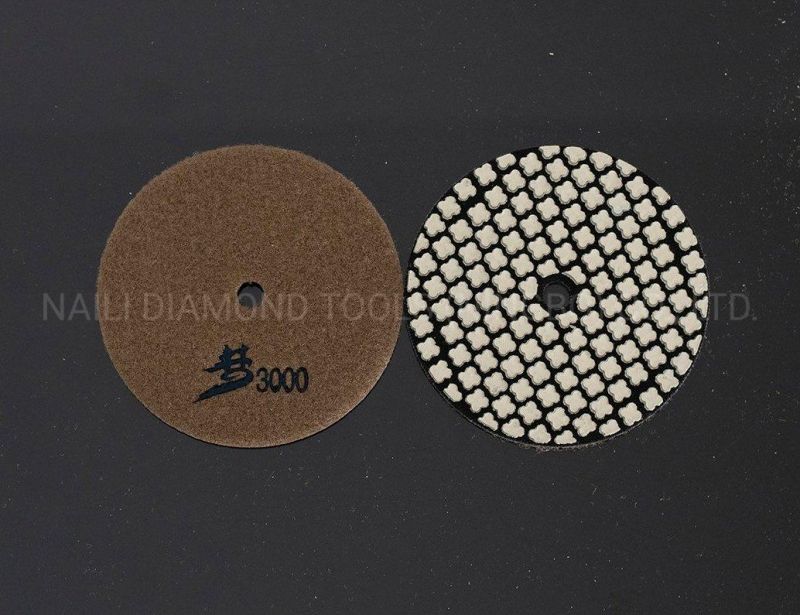 Qifeng Manufacturer Power Tool 80/100mm Marble/ Granite Diamond Flower-Shaped 7 Steps Dry Polishing Pads