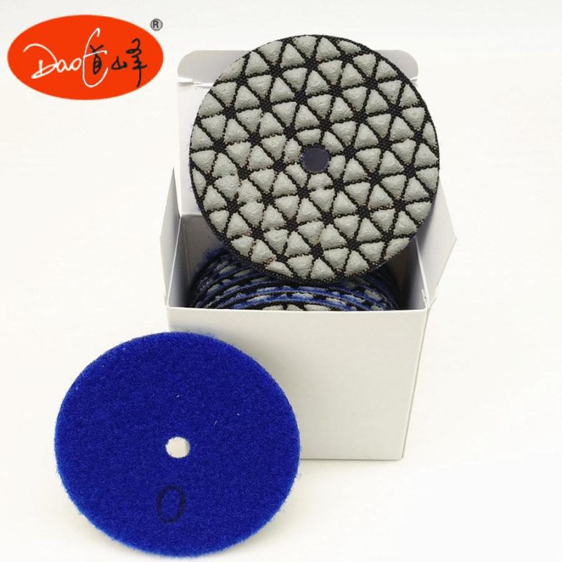 Daofeng 3inch 80mm Dry Diamond Polishing Pads for Quartz (traingle)