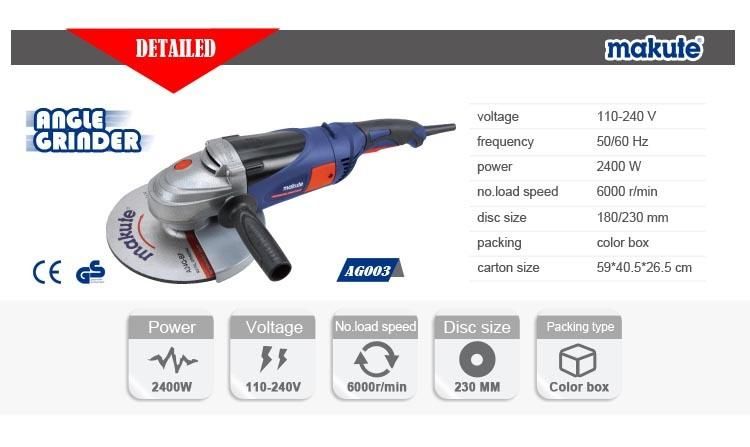 Makute Big Power Electric Angle Grinder 2200W 180mm/230mm with Disc