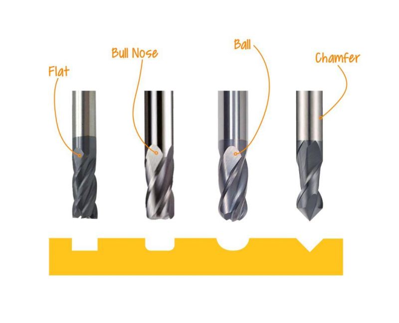 HRC45 HRC55 HRC65 High Quality 4 Flutes Square Tungsten Solid  Carbide End Mills