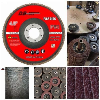 4 1/2 Inch 115mm Flap Wheel Disc 7/8 Inch Arbor Aluminum Oxide T27 for for Edge Grinding Grit 80