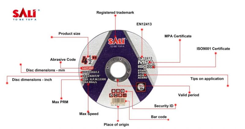 T41 125X1.2X22.2mm Abrasive Angle Grinder Cutting Discs for Metal