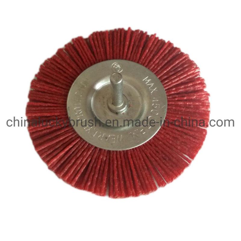 Red Nylon Abrasive Wheel Brush with Shaft (YY-671)