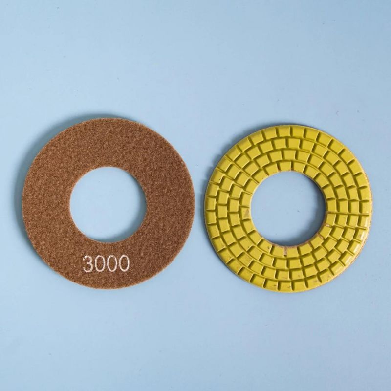 Qifeng Stone&Concrete Flexible Diamond Resin Bond 5" 7 Steps Big Hole Wet Flexible Polishing Pads