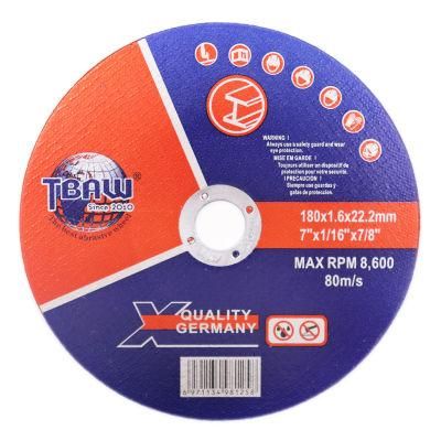 Hot Sale China Factory 180X1.6X22.2mm 7 Inch Flat Cutting Wheel for Metal Economic Cutting Disc