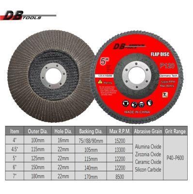 5&quot; 125mm Abrasive Sanding Disc Flap Disc Heated Alumina for Derusting Stainless Steel #120