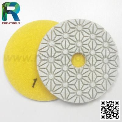 Diamond Flower Type Hook &amp; Loop Backe Wet Polishing Pads