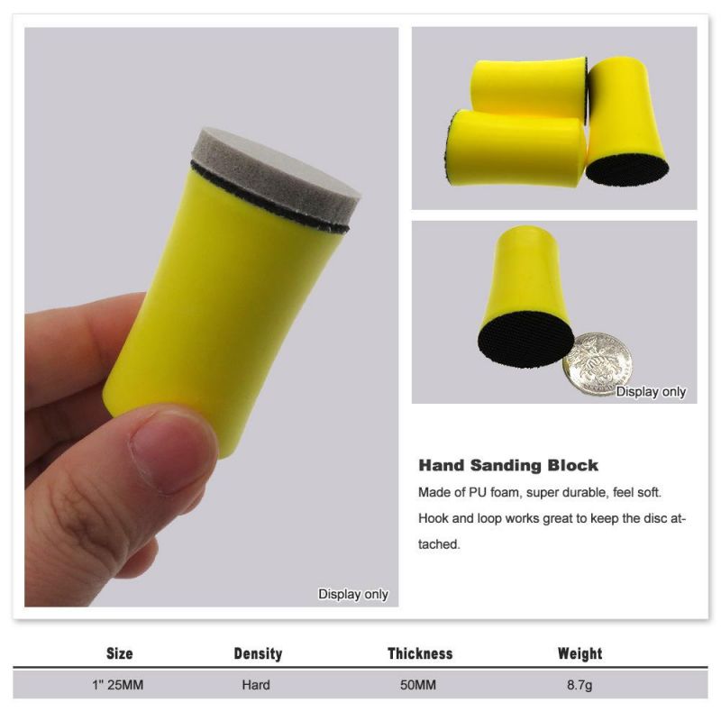 1.2 Inch 30mm PU Foam Hand Sanding Block for Hook & Loop Discs