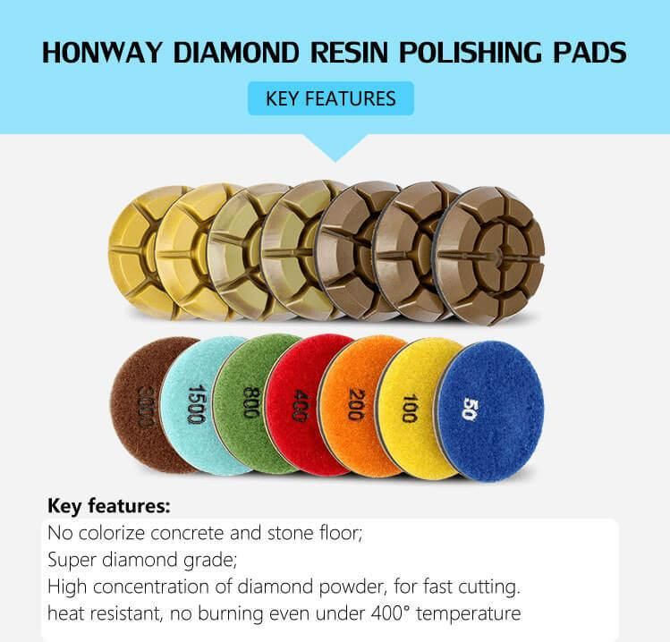 Dry Wet Polishing Marble Terrazzo Resin Hybrid Diamond Sanding Concrete Cement Floor Maintenance Preparation Grinding Grinder Polishing Pad