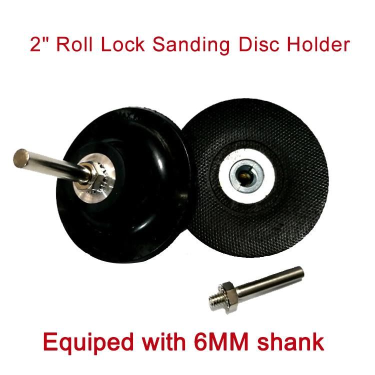 2" 1/4 Inch Shank Roll Lock Angle Holder Rubber Abrasive Paper Disc Grinder Backing Pad