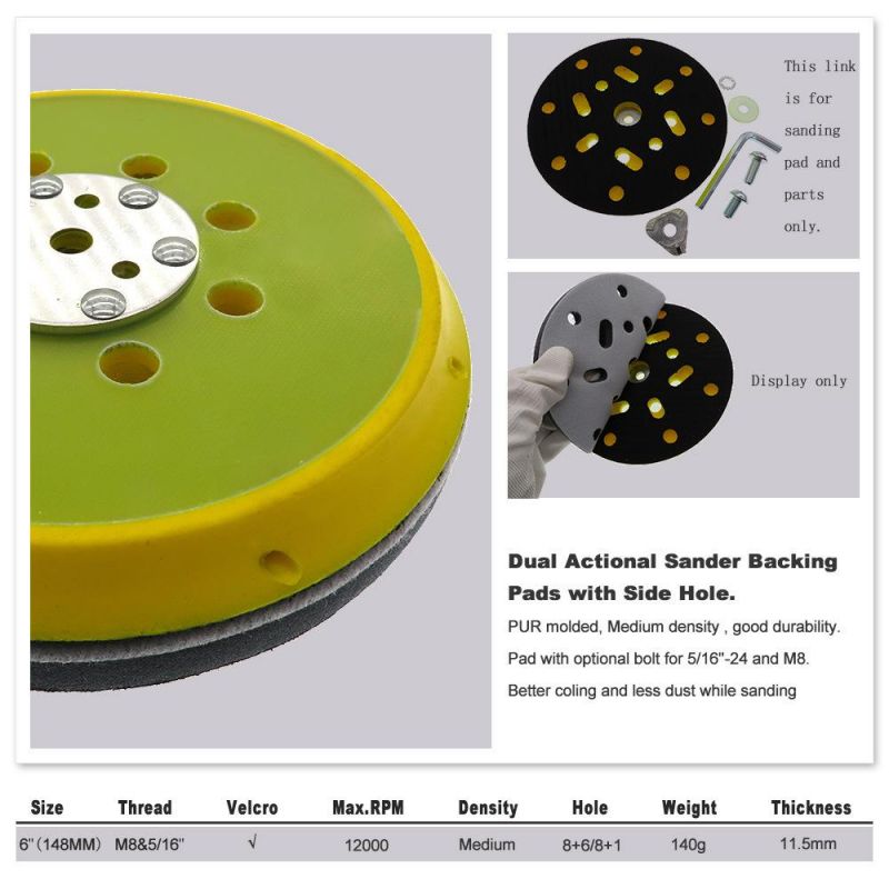 6 Inch 150mm Sanding Pad Sander Backing Pad Hook and Loop with Side Holes Power Tools Accessories