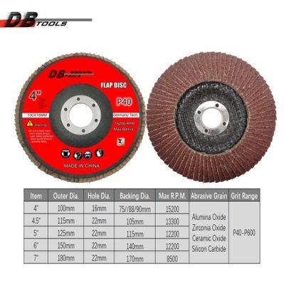 4 Inch 100mm Flap Disc for Grinder Hole 16mm T27 Alumina Oxide Fro Derusting