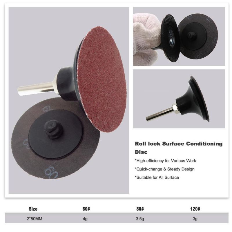 2" 50mm Quick Change Roll Lock Red Surface Conditioning Sanding Disc