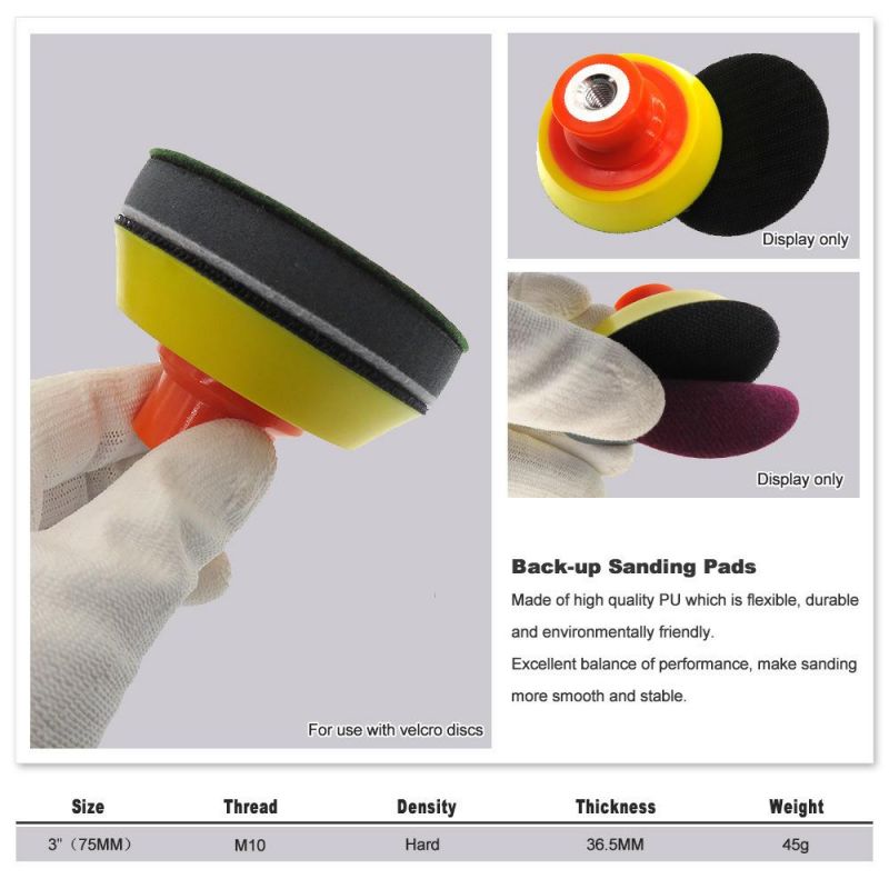 3" 70mm M10 Thread Hook and Loop Back-up Sanding Pad Sander Backing Plate