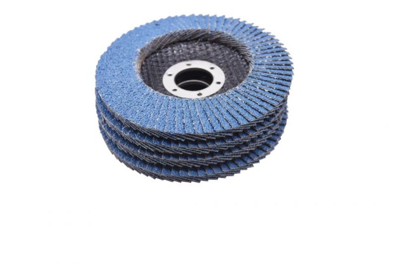 4.5" 60# Blue Zirconia Alumina Flap Disc with Low Noise as Abrasive Tools for Angle Grinder Polishing Grinding