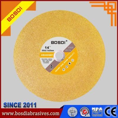 355X3.0X25.4mm High Quality Resin Cutting Wheel, Single Net, Yellow Color, Cut off Steel and Stainless Steel, Level Industry, Sharp Type