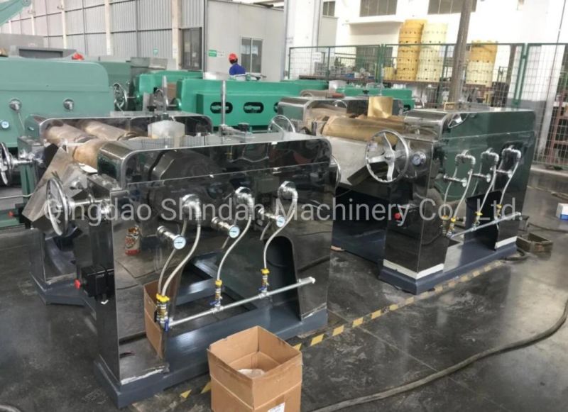 Grinding Fineness 5um Hydraulic Triple Roller Mill for Paint Industry with Feeding System