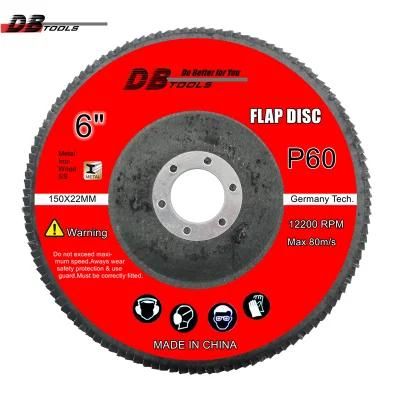 6 Inch 150mm Flap Disc Abrasive Sanding Wheel Calcine Alumina Grit 60 for Stainless Steel 22mm Hole