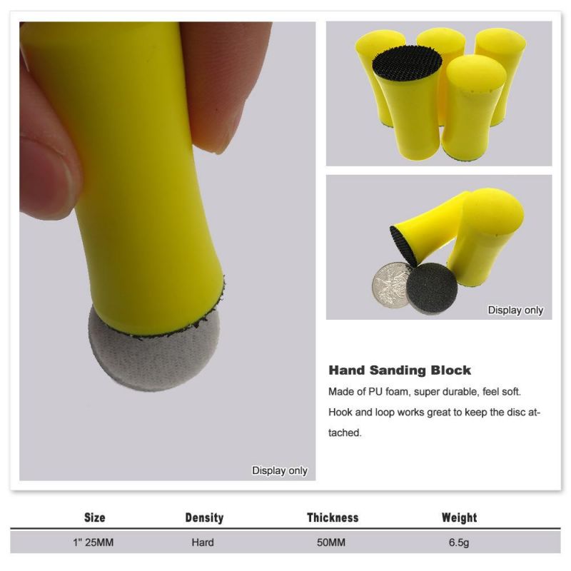 1 Inch 25mm Hook and Loop PU Foam Hand Sanding Block