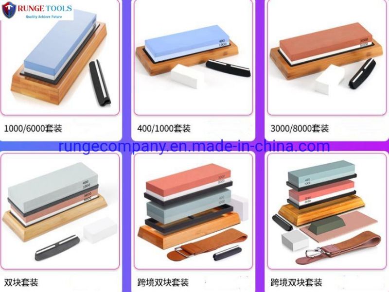 Knife Sharpening Stone Whetstone Set 2 Side Grit 1000/6000 Polishing Tool for Kitchen Knife & Chefs Non-Slip Bamboo Base & Angle Guide