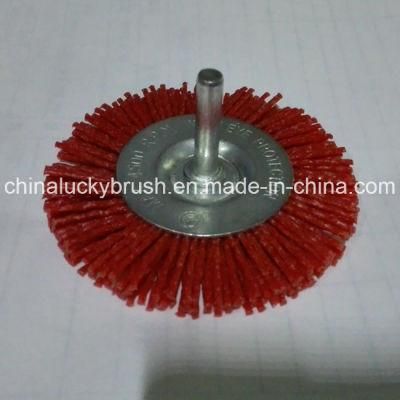 Red Nylon Abrasive Material Wheel Brush with Shaft (YY-466)