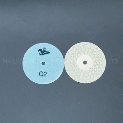 Qifeng 4 Inch Diamond Four-Step Dry Resin Polishing Pads for Marble/ Granite