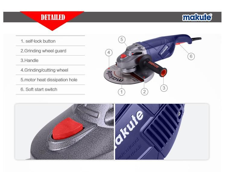 Makute Portable Power Tools 180mm Electric Angle Grinder