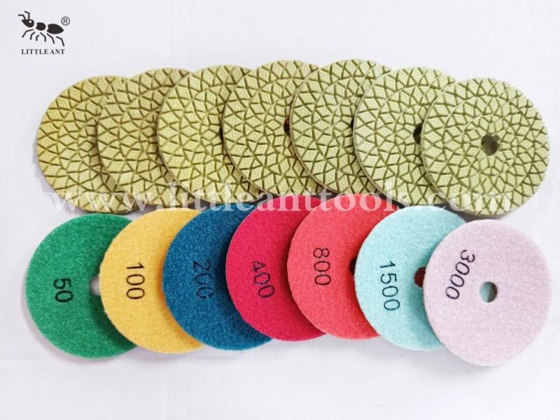 Diamond Hybrid Polishing Pad Dry and Wet Flexible Diamond for Stone Marble Granite Concrete Yellow White