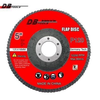 5&quot; 125mm Abrasive Sanding Disc Flap Disc Heated Alumina for Derusting Metal Grinding Stainless Steel P120
