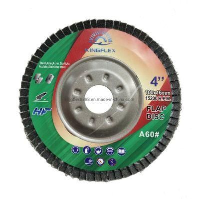Flap Disc, 100X16mm, Aluminium Oxide, Metal Backing, A60#, for General Steel, Green Color