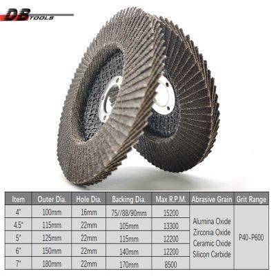 4&quot; 100mm Abrasive Tool 22mm Hole Emery Disc Sanding Flap Disc Wheel Premium Alumina for Wood Metal Grinding Ss Type 27/29