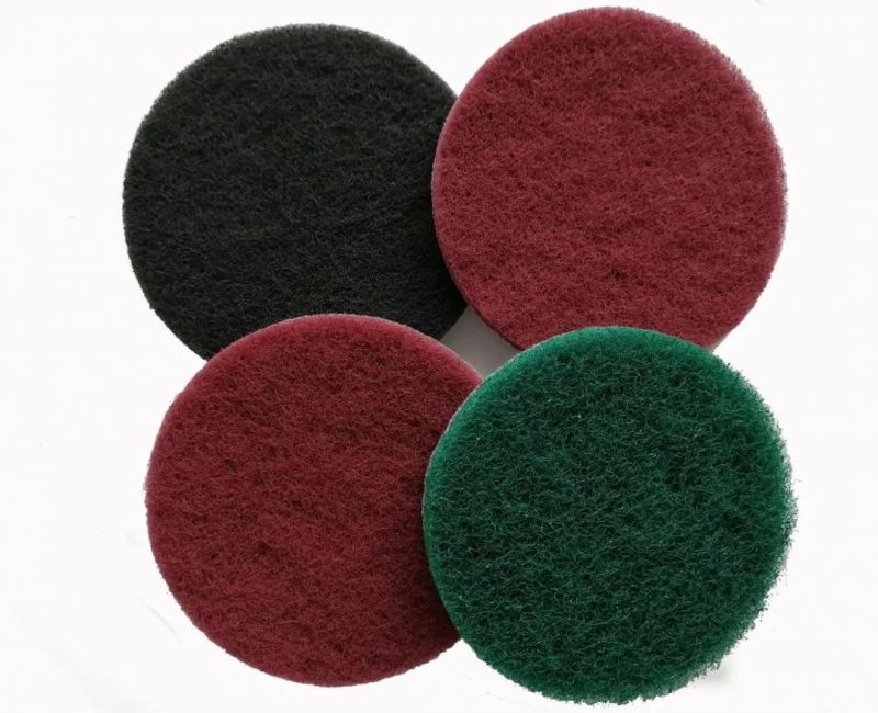 Industrial Metal Hook and Loop Velcro 4" Soft Abrasive Nylon Non Woven Polishing Scouring Pad