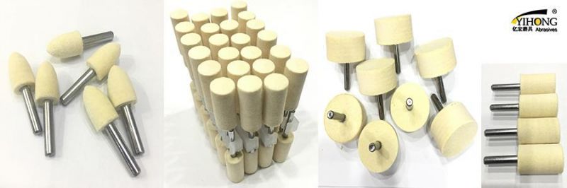 Yihong Abrasive Sanding Bullet Shaped Mounted Multifunctional Wool Felt Bobs with High Quality for Polishing