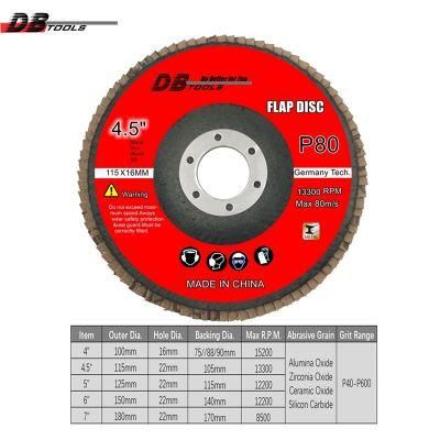 4.5 Inch 115mm Flap Disc Wheel Aluminum for Stainless Steel P80