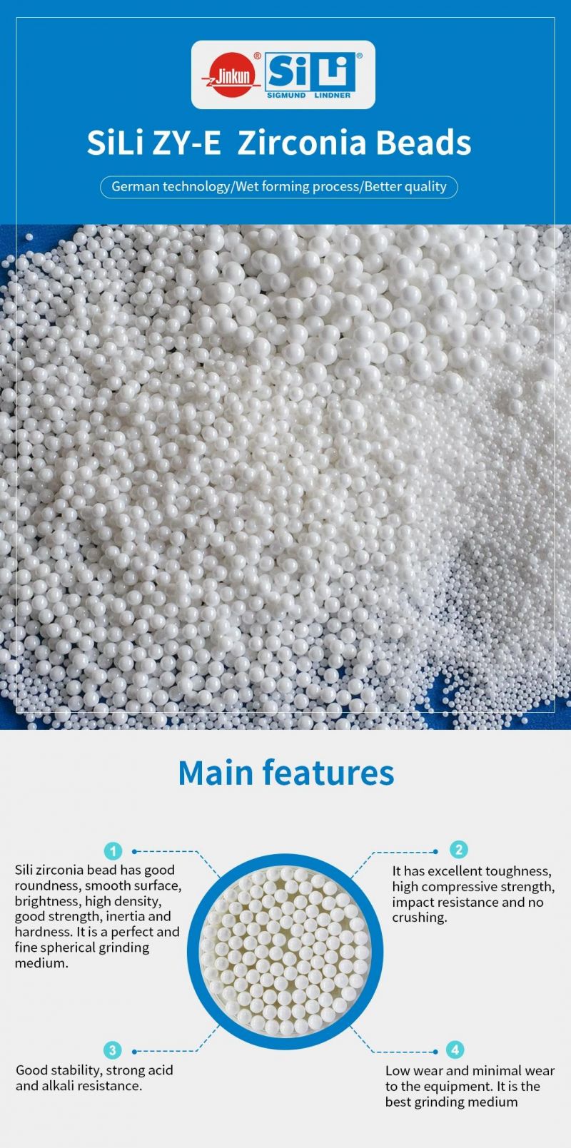 Yttria stabilized China Manufacturer round zirconia oxide grinding beads / ball