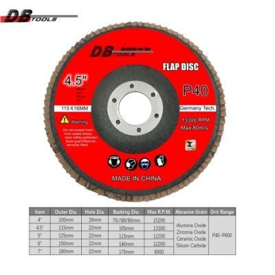 4.5 Inch 115mm Flap Disc Wheel 7/8&quot; Arbor a/O Abrasive for Metal