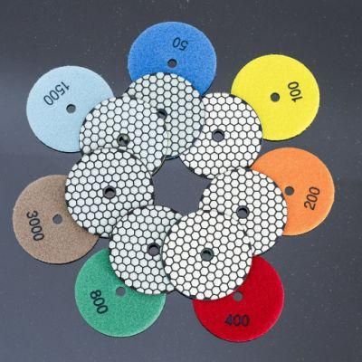 Qifeng Power Tool 7-Step 5 Inch Diamond Abrasive Dry Grinding Polishing Pads for Granite&Marble Top