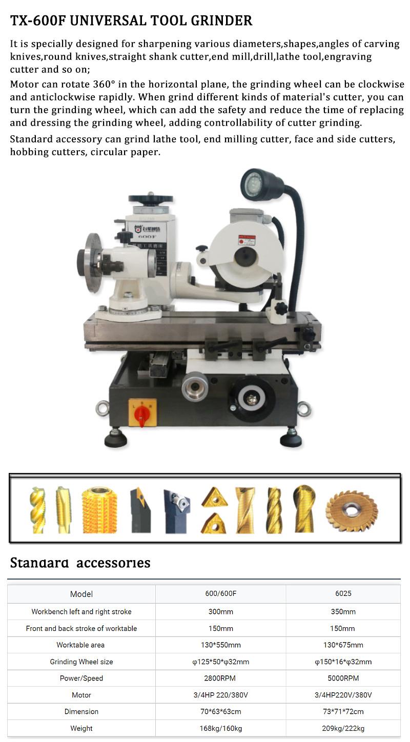 Txzz Tx-600f Stainless Steel Universal Tool and Cutter Grinding Machine