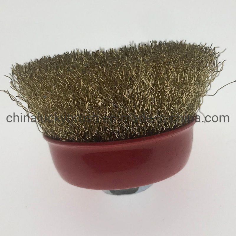 3" Crimped Stainless Steel Cup Brush for Grinding Steel Wire Brush Industrial Brush for Machine (YY-312)