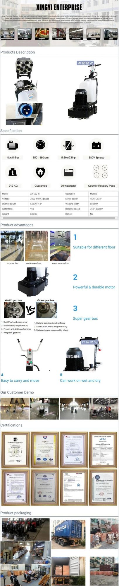 500mm Concrete Grinder Machine Polisher Grinder