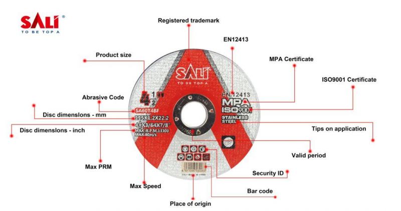 Sali Brand Cutting Disc for Stainless Steel Inox