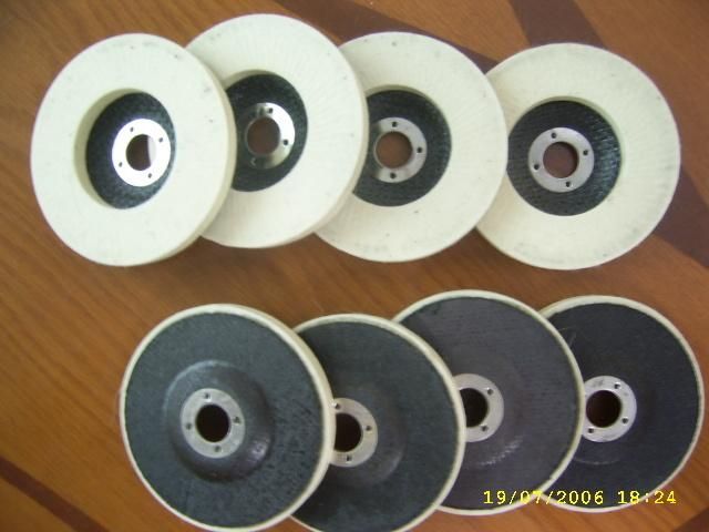 Bosdi Abrasives, 4" Woollen Wheel for Steel Pipes, Stone, High Density and Impact Resistance, Woollen Flap Disc, Fiber Disc, Felt Wheel, Woollen Round Disc